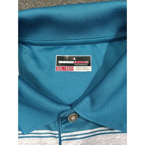 Grand Slam Performance Golf Polo Teal Black Gray Stripe Shirt Mens Size XXL - Picture 11 of 12